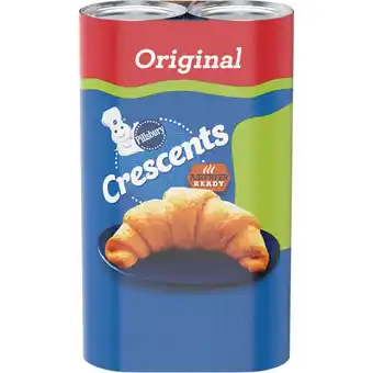 Walmart Pillsbury Crescent Rolls, Original Refrigerated Canned Pastry Dough, 2-Pack, 16 Rolls offer