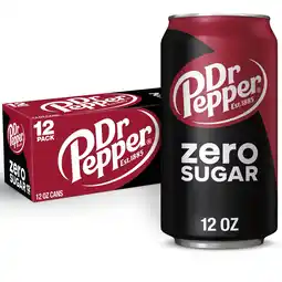 Walmart Dr Pepper Zero Sugar Soda Pop, 12 fl oz, 12 Pack Cans offer