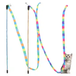 Walmart 2Pcs Indoor Cat Teasing Wand Cat String Stick Interesting Cat String Toy Cat Fishing Pole Toy offer