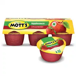 Walmart Mott's Strawberry Applesauce, 4 Ounce Cups, 6 Count offer