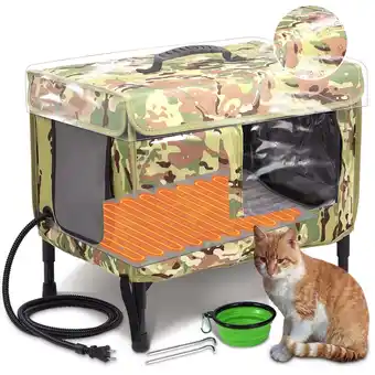 Walmart Kfonla Insulated Heated Cat House, Outdoor Cat House with Heating Pad, Weatherproof, M Size offer