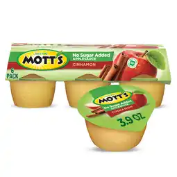 Walmart Mott's No Sugar Added Cinnamon Applesauce, 3.9 oz, 6 Count Cups offer