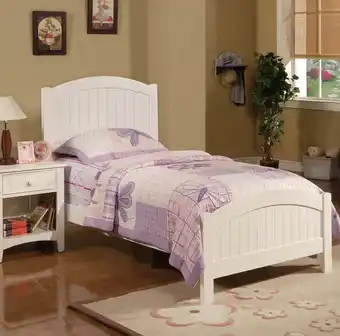 Walmart GeeHome White Color Twin Size Bed Youth Bedroom Furniture Vertical Lines Carved Headboard Plywood offer