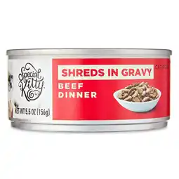 Walmart M4Pet Treat Beef Dinner Shreds in Gravy Wet Cat Food, 5.5 oz Can (Pack of 6) offer