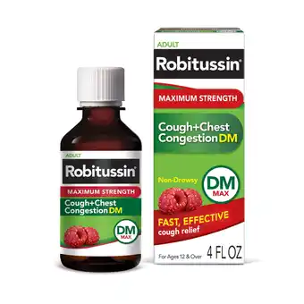 Walmart Robitussin Max Strength Cough Congestion DM and Cold Medicine, 4 Fl Oz offer