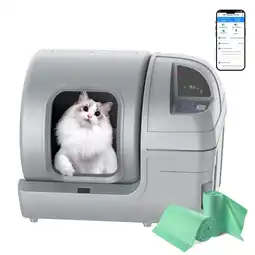 Walmart 100L Automatic Self-Cleaning Cat Litter Box - APP Control, Safe Alert, Smart Health Monitor, Grey offer