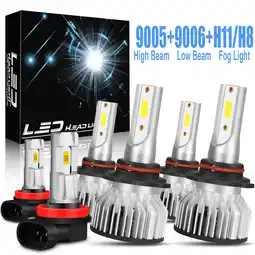 Walmart WVKVII For Chevy Colorado 2004-2008 LED Headlights High + Low + Fog Lights Bulbs White offer