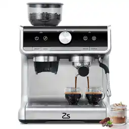 Walmart Garvee 20 Bar Semi-Automatic Espresso Machine with Grinder & Milk Frother, 2.8L Water Tank offer