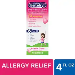 Walmart Children's Benadryl Dye-Free Allergy Liquid, Bubble Gum, 4 fl. oz offer