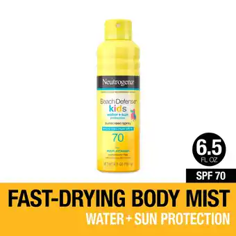 Walmart Neutrogena Beach Defense Kids Sunscreen Spray, SPF 70, 6.5 fl oz offer