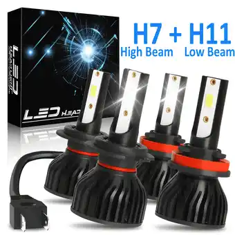 Walmart OBNDVU For Chevy Malibu 2013-2015 Combo LED Headlight H7 H11 High Low Beam White 6000K Pack of 4 offer