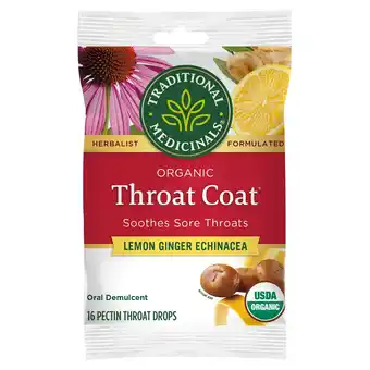 Walmart Traditional Medicinals Organic Throat Coat - Lemon Ginger Echinacea 16 Ct offer