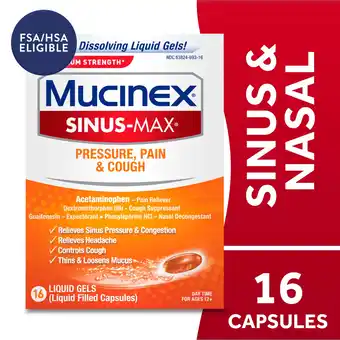 Walmart Mucinex Sinus Max Pressure, Pain & Cough Medicine, 16 Liquid Gels offer