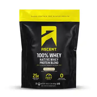 Walmart Ascent Native Fuel Whey Protein Isolate Powder, Vanilla, 1 lb Post-Workout & Muscle Recovery Support offer