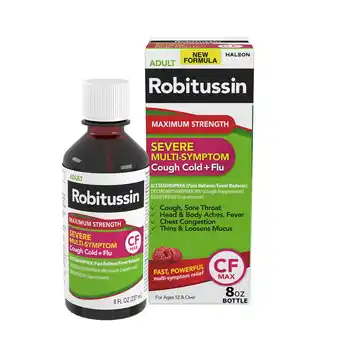 Walmart Robitussin CF Max Severe Multi-Symptom Relief Cough Cold and Flu Medicine, 8 Fl Oz offer