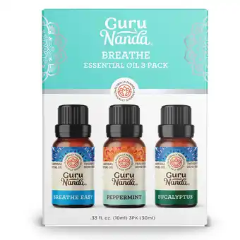 Walmart GuruNanda Breathe Essential Oil Blends for Congestion, Sinus & Aromatherapy - Set of 3 offer