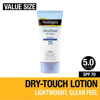 Walmart Neutrogena Ultra Sheer Dry-Touch SPF 70 Sunscreen Lotion, 5 fl. oz offer