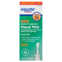 Walmart Equate Maximum Strength No Drip Severe Nasal Congestion Relief Pump Mist, over the Counter, 1 fl oz offer