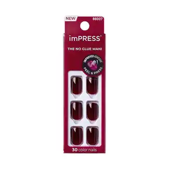 Walmart KISS imPRESS Press on Nails, Cherry Up, Red, Short Squoval, 30 Count offer