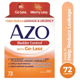 Walmart AZO Bladder Control with Go-Less Daily Supplement, with Pumpkin Seed Extract, 72 Capsules offer