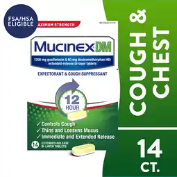 Walmart Mucinex DM 12 Hour Max Strength Expectorant & Cough Medicine, Excess Mucus Relief, FSA, 14 Tablets offer