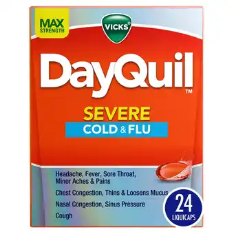 Walmart Vicks DayQuil Severe Cold and Flu Liquicaps, Cold and Flu Medicine for Adults, 24 Count offer