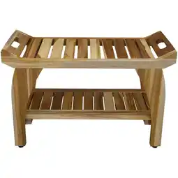 Walmart Rectangular Teak Shower Bench with Handles in Natural Finish offer