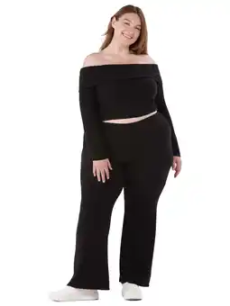 Walmart No Boundaries Off-The-Shoulder Top & Straight-Leg Pants Set, 2-Piece, Women's and Women’s Plus offer