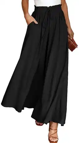 Walmart SOMER Pants for Women Flowy Dressy Casual Elastic High Waist Wide Leg Palazzo Pants with Pocket offer