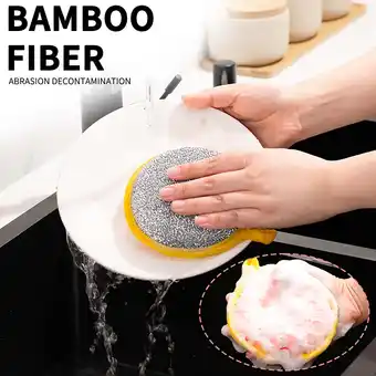 Walmart WNFJR Double Sided Cleaning Sponge Kitchen Brush Pot Dishwashing Cloth Grease Stain Free Cleaning offer