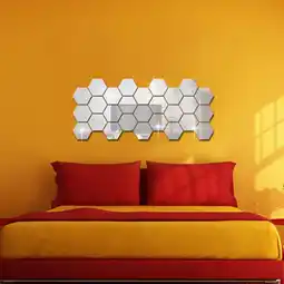 Walmart KIHOUT Promotion 36Pcs 3D Mirror Hexagon Vinyl Removable Wall Sticker Decal Home Decor Art offer