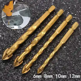 Walmart KIHOUT Flash Deals Hexagonal Shank Glass Drill Bit Threaded Tile Eye Drill Bit Carbide 4pcs offer