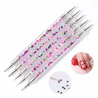 Walmart Musatteng 5PCS 2WayCrystal Dotting Manicure Tools Painting Dot Pen Paint Set New Rhinestone Brush offer