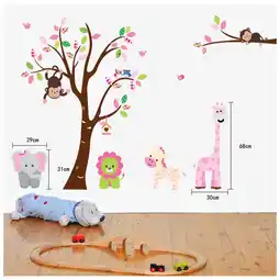 Walmart Zoo Monkey Tree Giraffe Lion Zebra Wall Sticker Bedroom Living Room TV Background Wall Sticker 9 Pcs offer