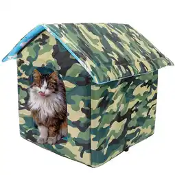 Walmart SENNAUX Outdoor Cat House Kitty Shelter Pet Cave Bed for Small Dog Cat Waterproof, 15*13.8*15 offer