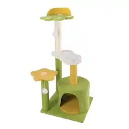 Walmart SENNAUX 34 Cute Cat Tree with Condo Scratching Post Tower for Indoor Cats, Green offer