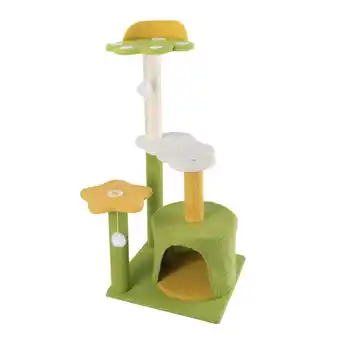 Walmart SENNAUX 34 Cute Cat Tree with Condo Scratching Post Tower for Indoor Cats, Green offer