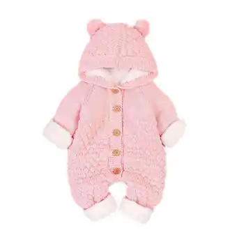 Walmart FRSASU Clearance Girls Boys Winter Warm Coat Knit Outwear Hooded Jumpsuit Pink 18-24 Months offer