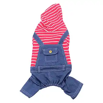 Walmart Pet Clothes Classic Stripe Jeans Dog Four Legged Elastic One Piece Dog Cloth M offer