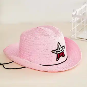 Walmart Dyfzdhu Summer Sun Straw 6 Colours Beach Girls Boys Kids Child Western Cowboy Hat 2 To 6Y offer