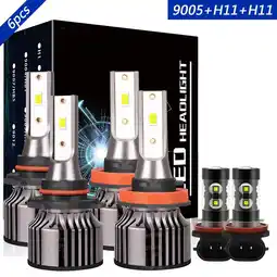 Walmart 9005 High+H11 Low+H11 Fog Light for Nissan Maxima 2009-2014 LED Headlight 6000K White 6x offer