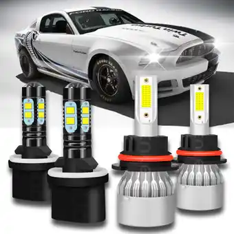 Walmart For 99-04 Ford Mustang 6000K LED Headlight Hi/Lo Beam Fog Lights Bulbs Combo 4pcs offer