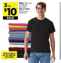 Dollar General Hanes Men's Crew or Pocket Tees offer