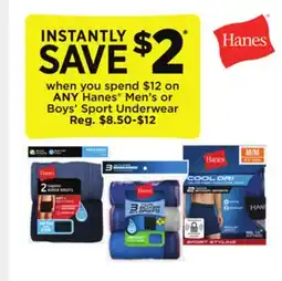 Dollar General Hanes Men's or Boys' Sport Underwear offer