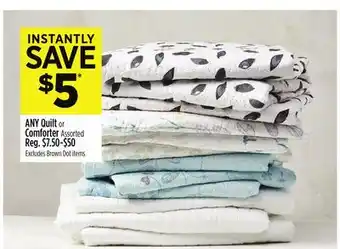 Dollar General ANY Quilt or Comforter offer