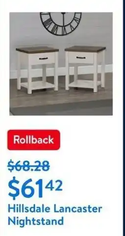 Walmart Hillsdale Lancaster Nightstand offer