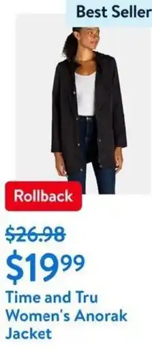 Walmart Time and Tru Women's Anorak Jacket offer