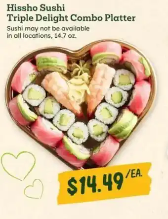 Sprouts Farmers Market Hissho Sushi Triple Delight Combo Platter offer