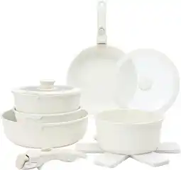 Walmart Country Kitchen 13-Pc Pots and Pans Set with Removable Handles Nonstick Cookware Set, Cream offer