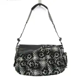 Walmart Pre-Owned Chanel 2.55 Women's Leather,Tweed Shoulder Bag Black,Gray,White (Good) offer